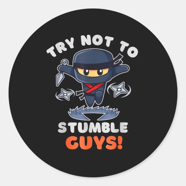 Pegatina Redonda Stumble Guys Ninjas Games Stumble Guys Tee Kids  (Anverso)