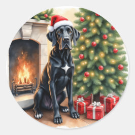 Pegatina Redonda Stunning Great Dane Christmas