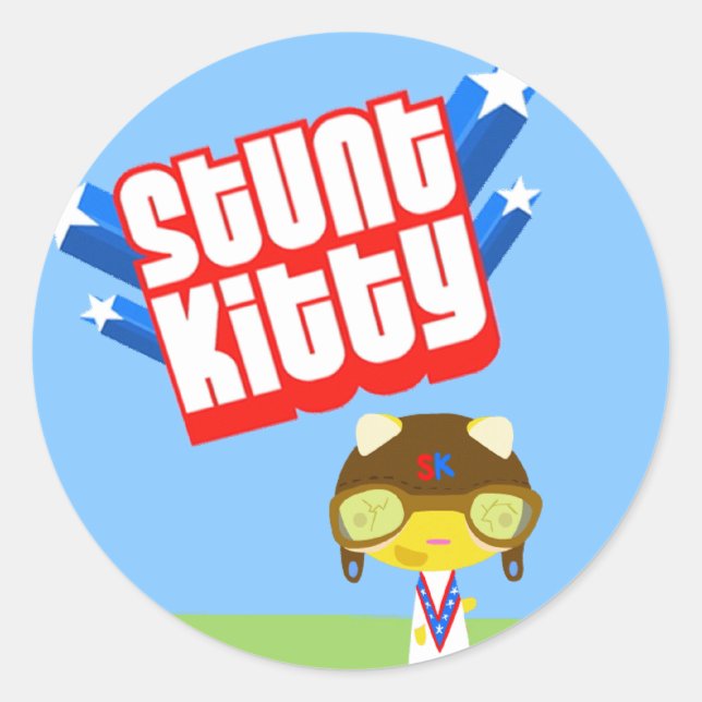 Pegatina Redonda Stunt Kitty (Anverso)