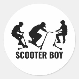 Pegatina Redonda Stunt Scooter Boy Freestyle Scootering Rider