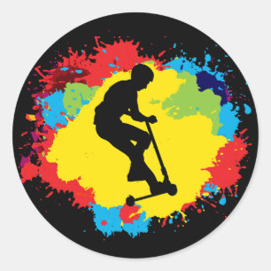 Pegatina Redonda Stunt Scooter Freestyle Scootering Rider