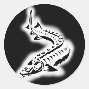 Pegatina Redonda Sturgeon Tribal Glow