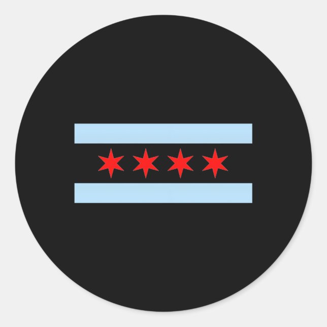 Pegatina Redonda Styley Chicago Flag Gray Small (Anverso)