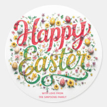 Stylish Colorful Floral Happy Easter