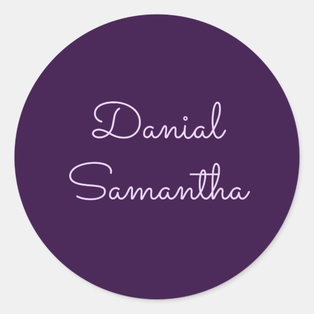 Pegatina Redonda Stylish Custom Name Purpule Personalized  (Anverso)