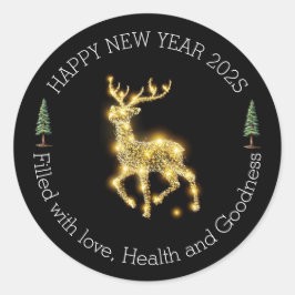 Pegatina Redonda Stylish New Year Greeting Sticker
