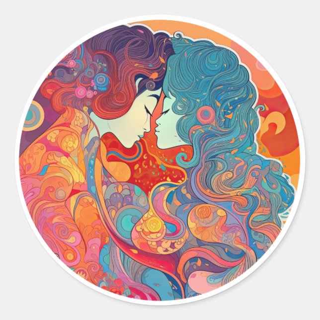 Pegatina Redonda Su amor, su camino (Anverso)