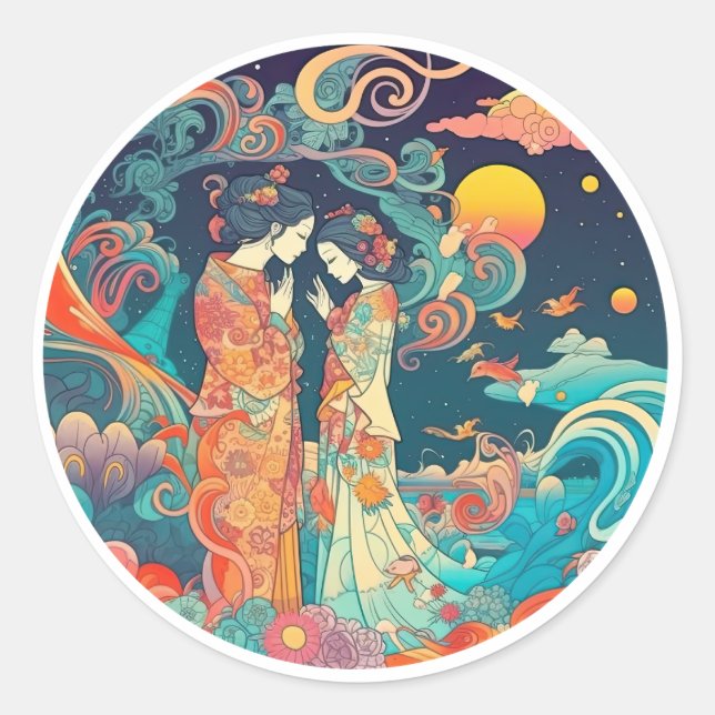 Pegatina Redonda Su amor, su camino (Anverso)