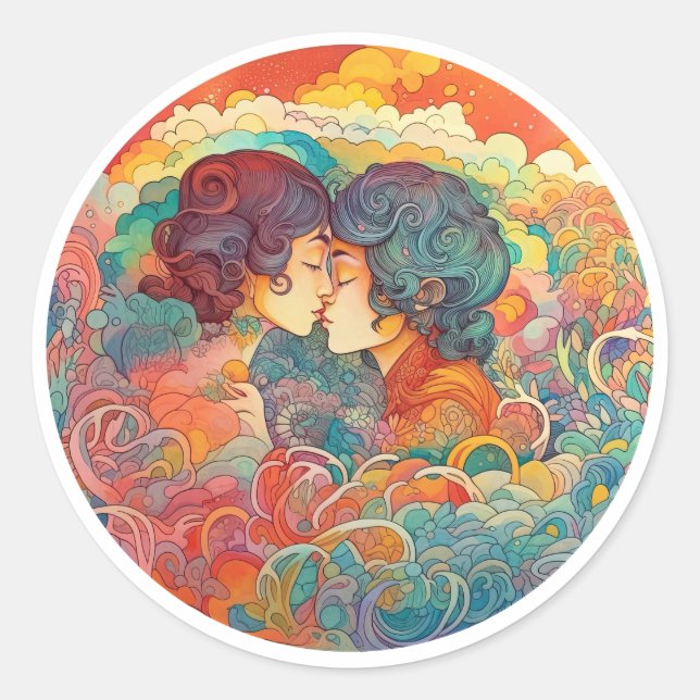 Pegatina Redonda Su amor, su camino (Anverso)