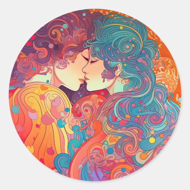 Pegatina Redonda Su amor, su camino (Anverso)