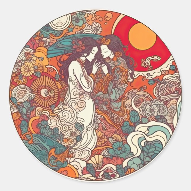 Pegatina Redonda Su amor, su camino (Anverso)