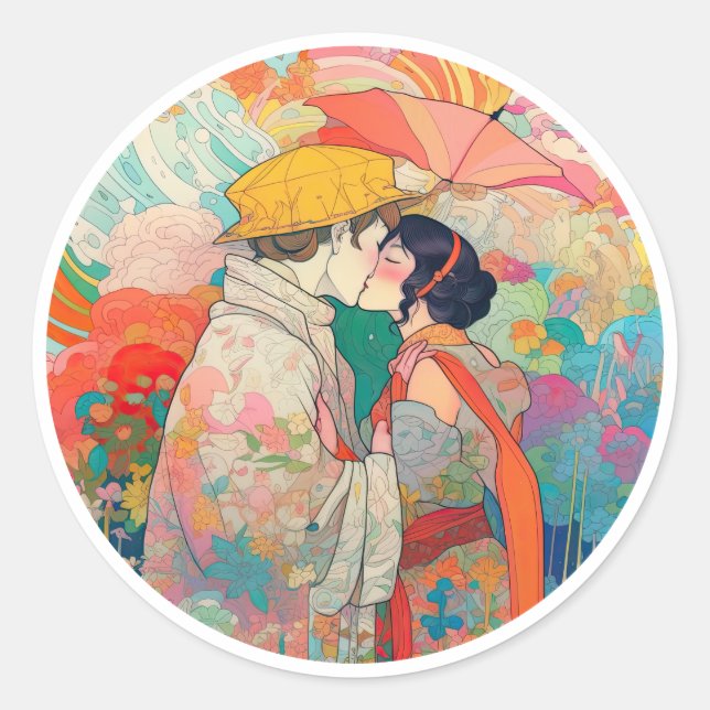 Pegatina Redonda Su amor, su camino (Anverso)