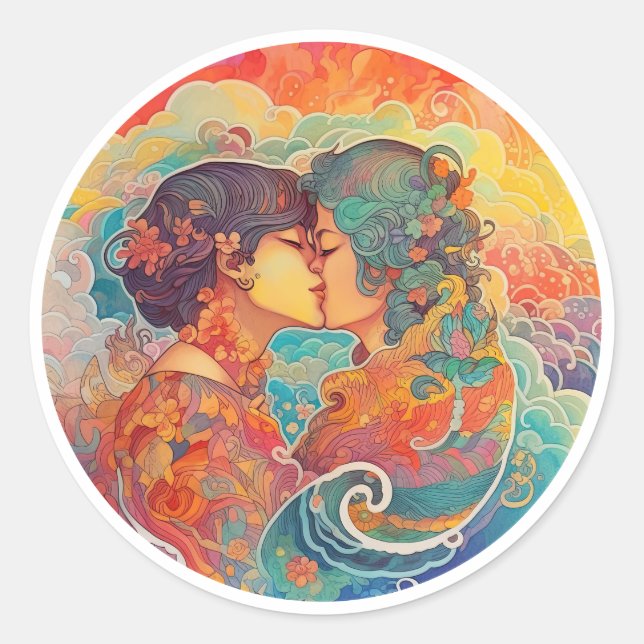 Pegatina Redonda Su amor, su camino (Anverso)