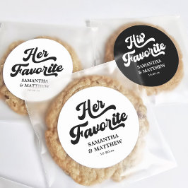 Pegatina Redonda Su Boda disco blanco y negro favorito