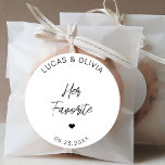 Pegatina Redonda Su Boda favorita, Candy Favor Personalizado<br><div class="desc">Su Boda favorita y de moda Candy Favor Personalizado Clásica Pegatina redonda</div>
