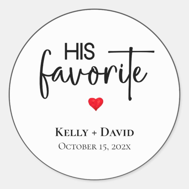 Pegatina Redonda Su boda favorita favorece a los Pegatinas por las  (Anverso)