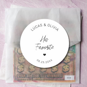 Pegatina Redonda Su Boda favorito, Candy Favor De La Ducha Bridal