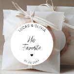 Pegatina Redonda Su Boda favorito, Candy Favor De La Ducha Bridal<br><div class="desc">Su Boda favorito Candy Favor Bridal Shower Pegatina redonda clásica</div>