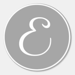 Pegatina Redonda Su Carta, Monograma Personalizado E Gris Inicial