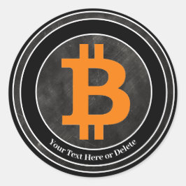 Pegatina Redonda Su criptografía de Bitcoin negro/color gris y negr
