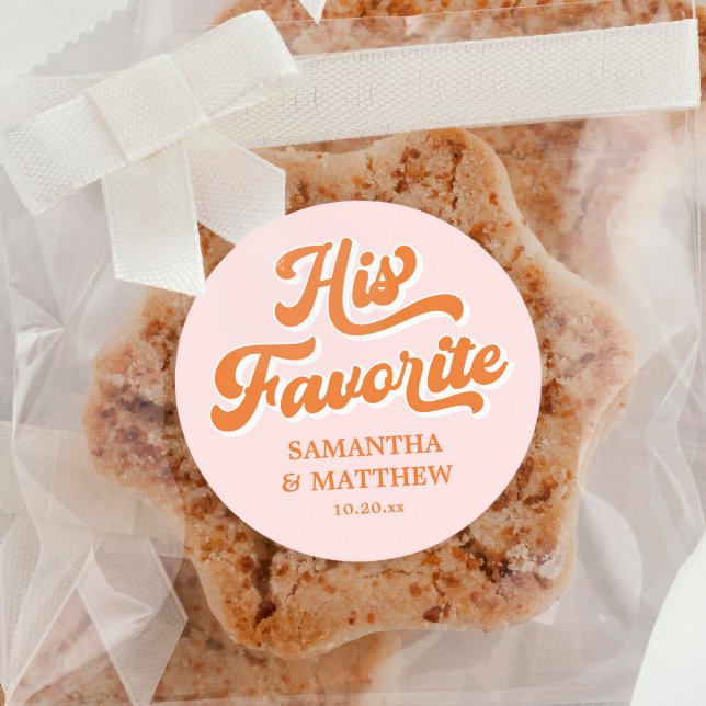 Pegatina Redonda Su Favor Favorito De La Boda Retro (Subido por el creador)