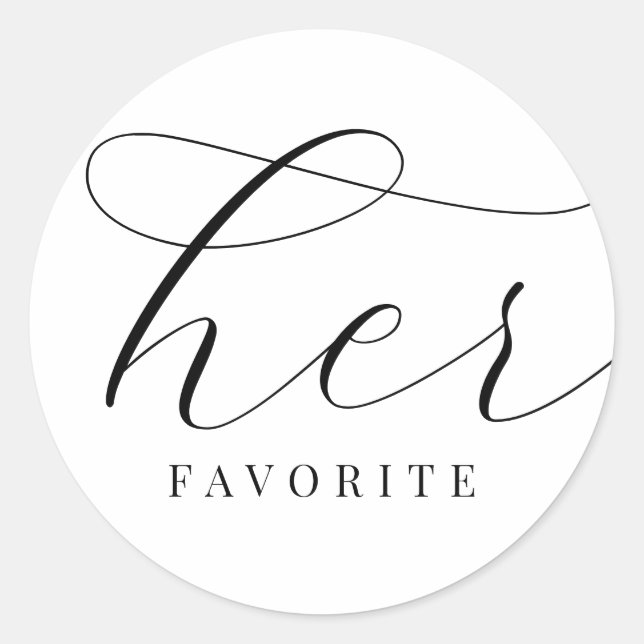 Pegatina Redonda Su favorita novia elegante blanca negra minimalist (Anverso)