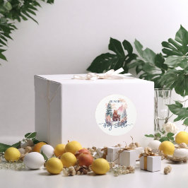 Pegatina Redonda Su frío fuera del bosque de invierno lleva Baby Sh