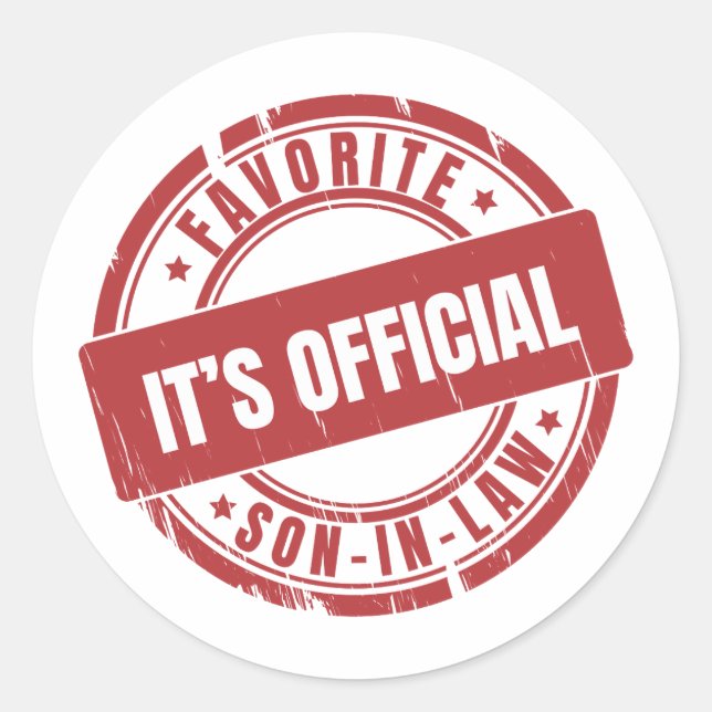 Pegatina Redonda Su Hijo Oficial Es El Hijo Favorito De La Ley. (Anverso)