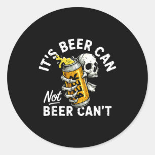 Pegatina Redonda Su lata de cerveza No lata de cerveza Calavera Esq