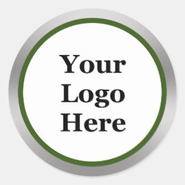 Pegatina Redonda Su logotipo aquí Plantilla de Plata blanca oscura