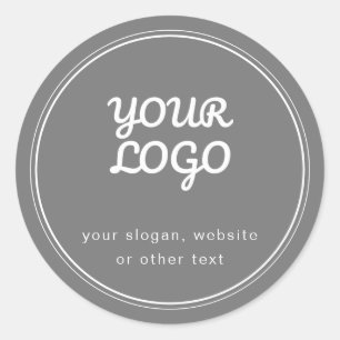 Pegatina Redonda Su logotipo blanco y gris editable con estilo