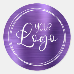 Pegatina Redonda Su logotipo comercial aquí Metálico Ametist