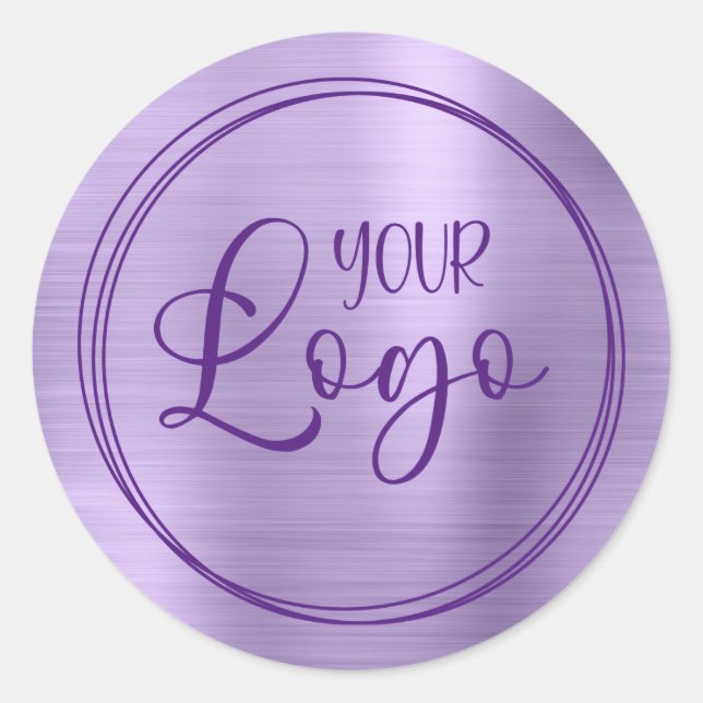 Pegatina Redonda Su logotipo comercial aquí Metallic Pale Purple (Anverso)