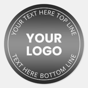 Pegatina Redonda Su logotipo con degradado en blanco y negro editab
