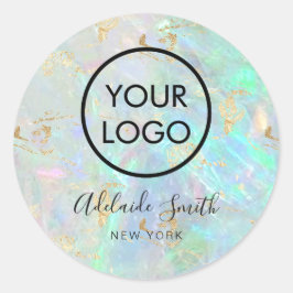 Pegatina Redonda su logotipo con fondo inspirado en opal