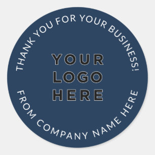 Pegatina Redonda Su logotipo de negocios Personalizado Navy Blue Gr