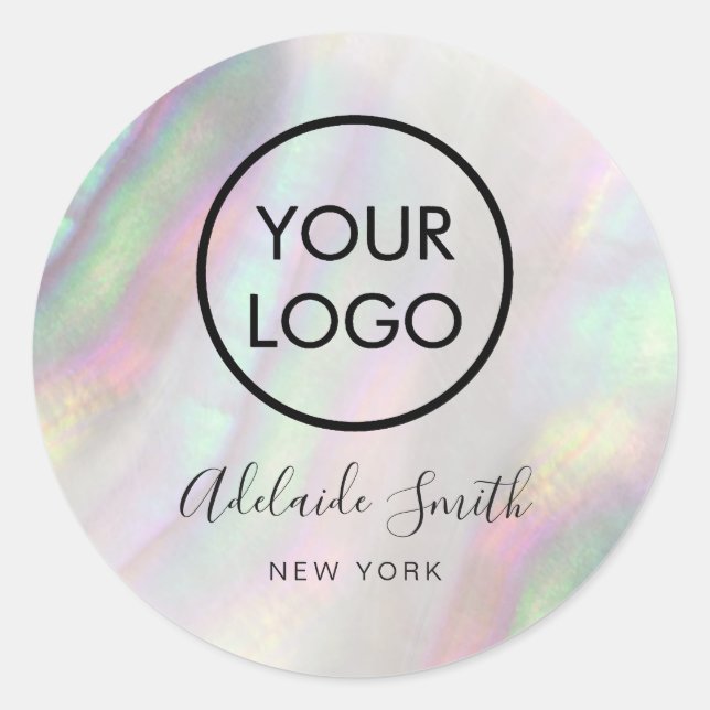 Pegatina Redonda su logotipo en shell (Anverso)