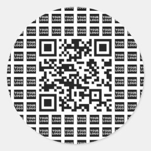 Pegatina Redonda Su logotipo/imagen en mosaico y código QR digitali
