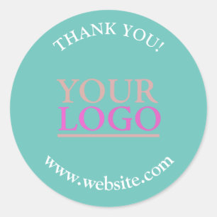 Pegatina Redonda Su logotipo, nombre y promoción del sitio web, tex
