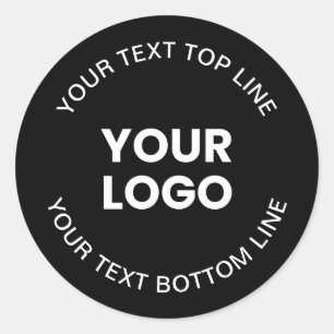 Pegatina Redonda Su logotipo y texto   Negro