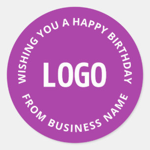 Pegatina Redonda Su logotipo y texto Personalizado   Feliz cumpleañ