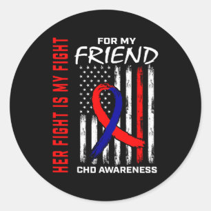 Pegatina Redonda Su lucha amiga conciencia CHD bandera americana gr