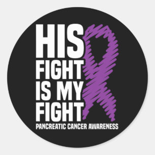 Pegatina Redonda Su lucha contra el cáncer pancreático de cinta mor