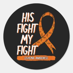 Pegatina Redonda Su lucha contra mi lucha contra la leucemia Naranj
