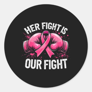 Pegatina Redonda Su Lucha Es La Lucha Contra El Cáncer De Mama Con