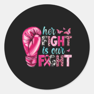 Pegatina Redonda Su Lucha Es La Lucha Contra El Cáncer De Mama Con 