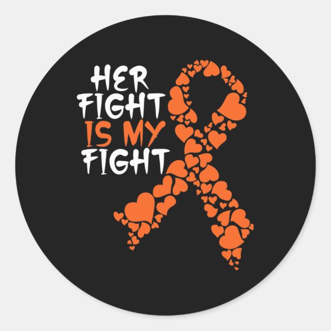 Pegatina Redonda Su Lucha Es Mi Apoyo A La Leucemia Para Conciencia (Anverso)