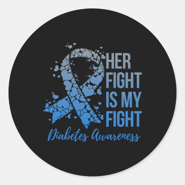 Pegatina Redonda Su lucha es mi guerrero de la lucha contra la diab (Anverso)