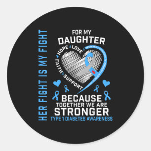 Pegatina Redonda Su Lucha Es Mi Hija De Lucha Diabetes Tipo 1 Shi