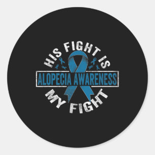 Pegatina Redonda Su lucha es mi lucha Alopecia Conciencia 1